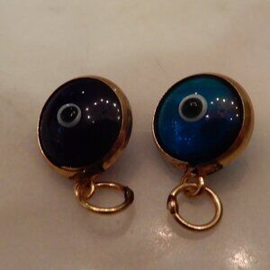 Lot of Two Handmade Glass Blue Evil Eye Charms